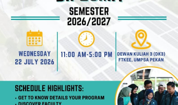 Welcome to FTKEE UMPSA, Diploma Students of the 2026/2027 Academic Session